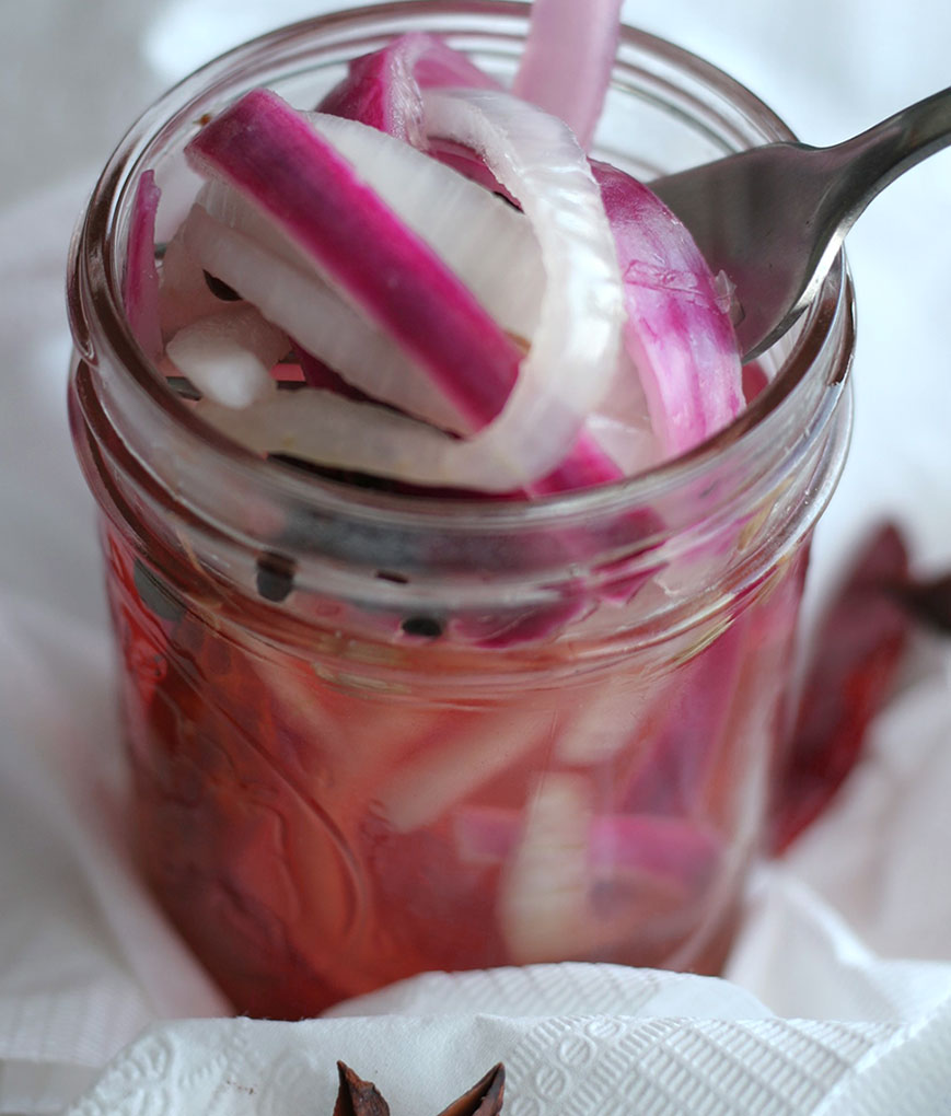 Pickled onions in a jar