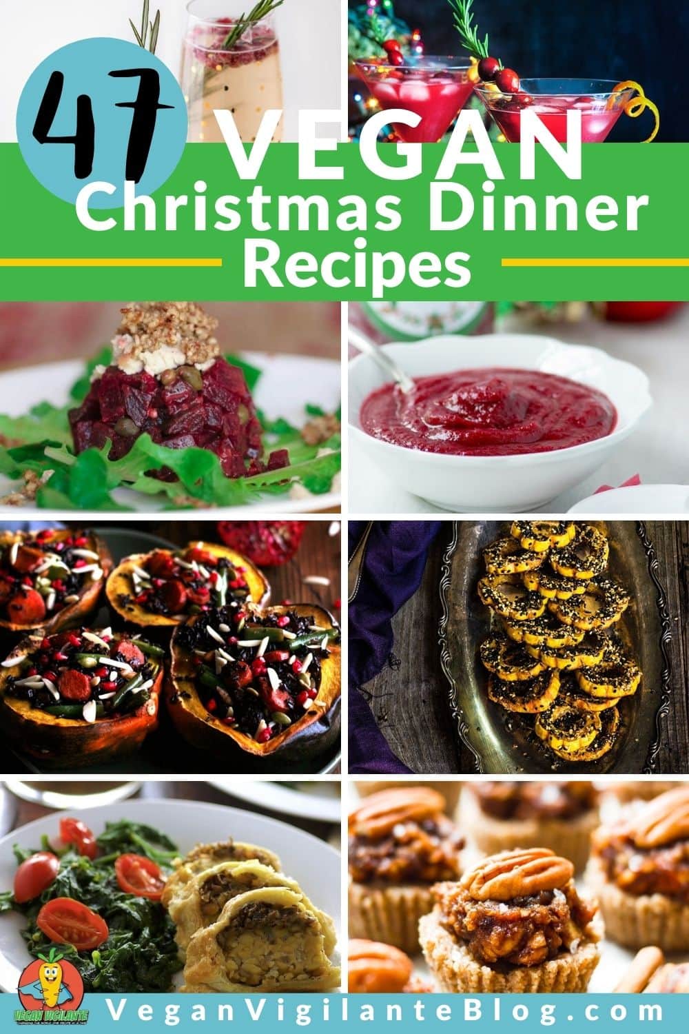 Collage of 47 Vegan Christmas Recipes for Pinterest