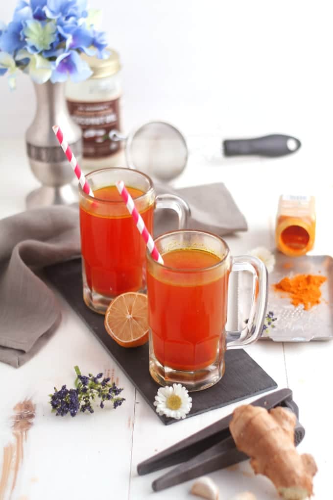 two glasses of healing turmeric tonic