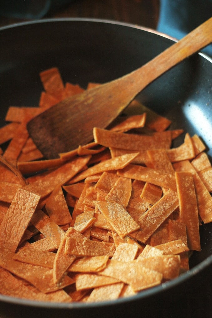 A bowl of tortilla chips for enchiladas