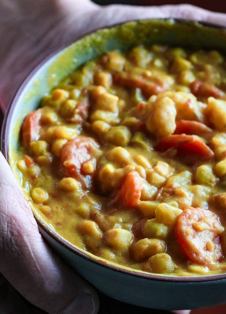 A close up of a bowl of Corn chowder