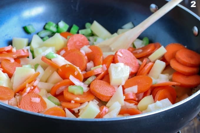 ingredients for chowder in a pot