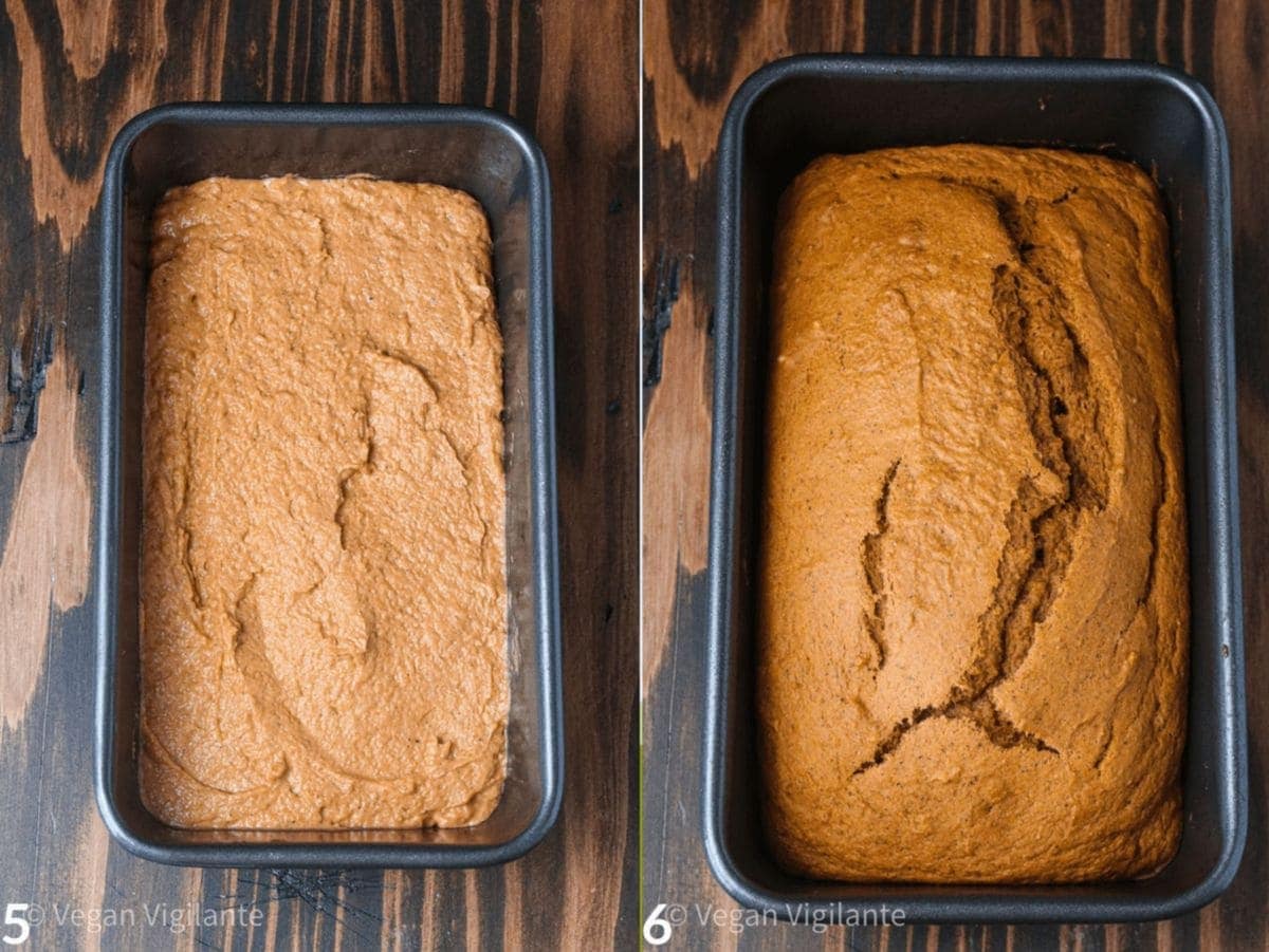 steps 5 and 6 for making pumpkin bread