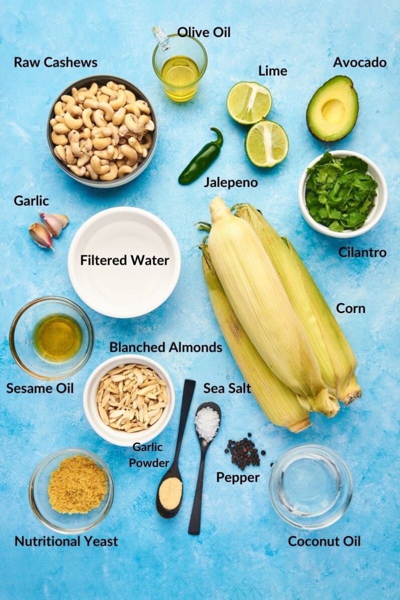 labeled Ingredients for easy grilled corn