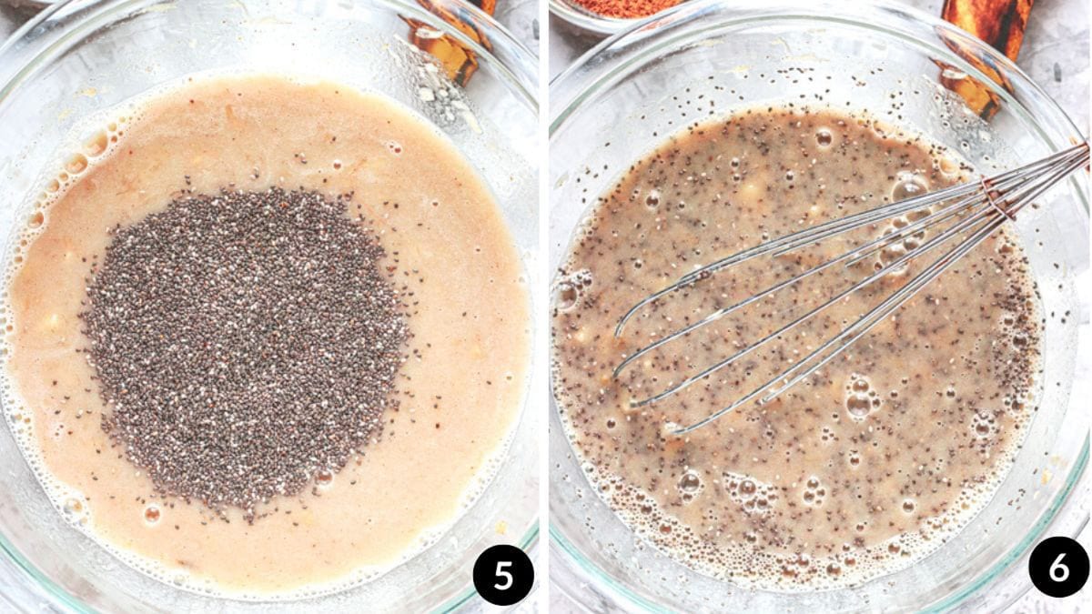 collage of steps 5 and 6 for overnight chia seed pudding