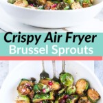 Pinterest pin of air fryer brussel sprouts