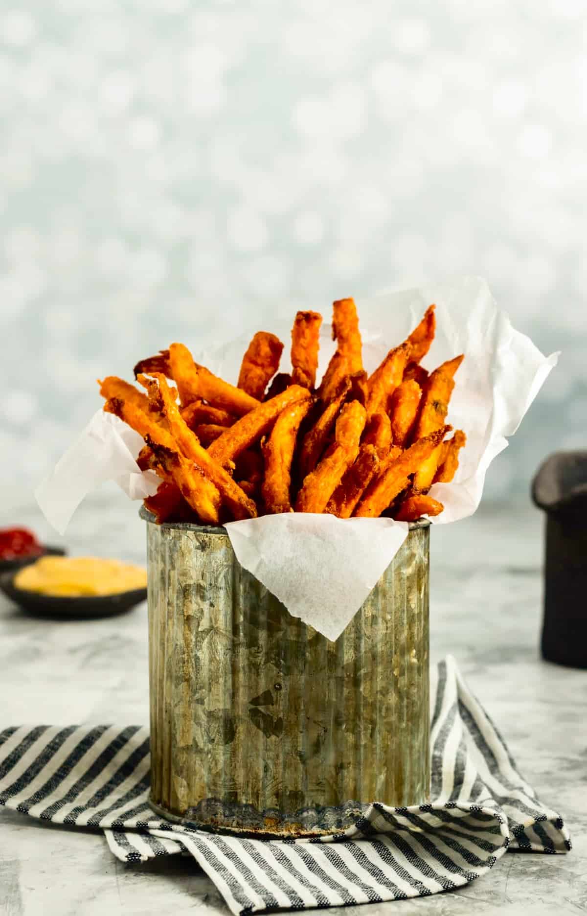 fries in a silver container