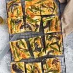slices of focaccia bread on a cooling rack