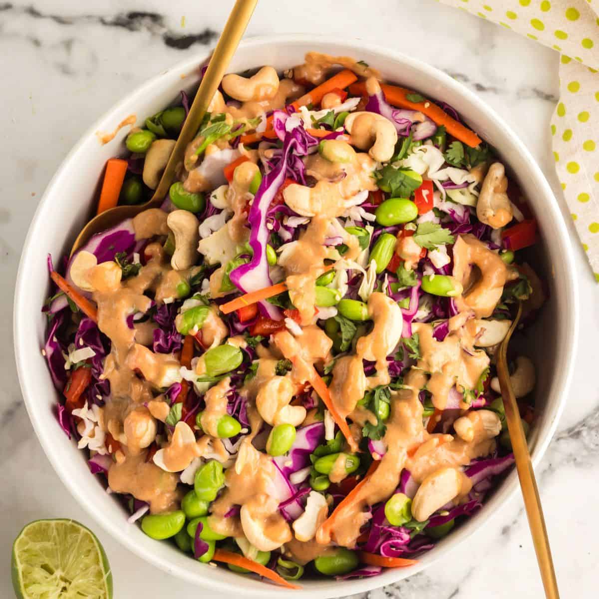 Chopped Thai Salad in a white bowl