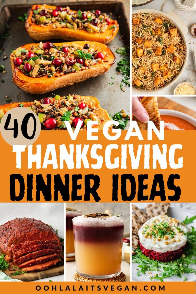 VEGAN THANKSGIVING DINNER IDEAS COLLAGE FOR PINTEREST