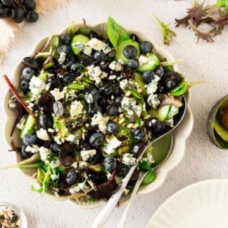 blueberry salad in a white bowl