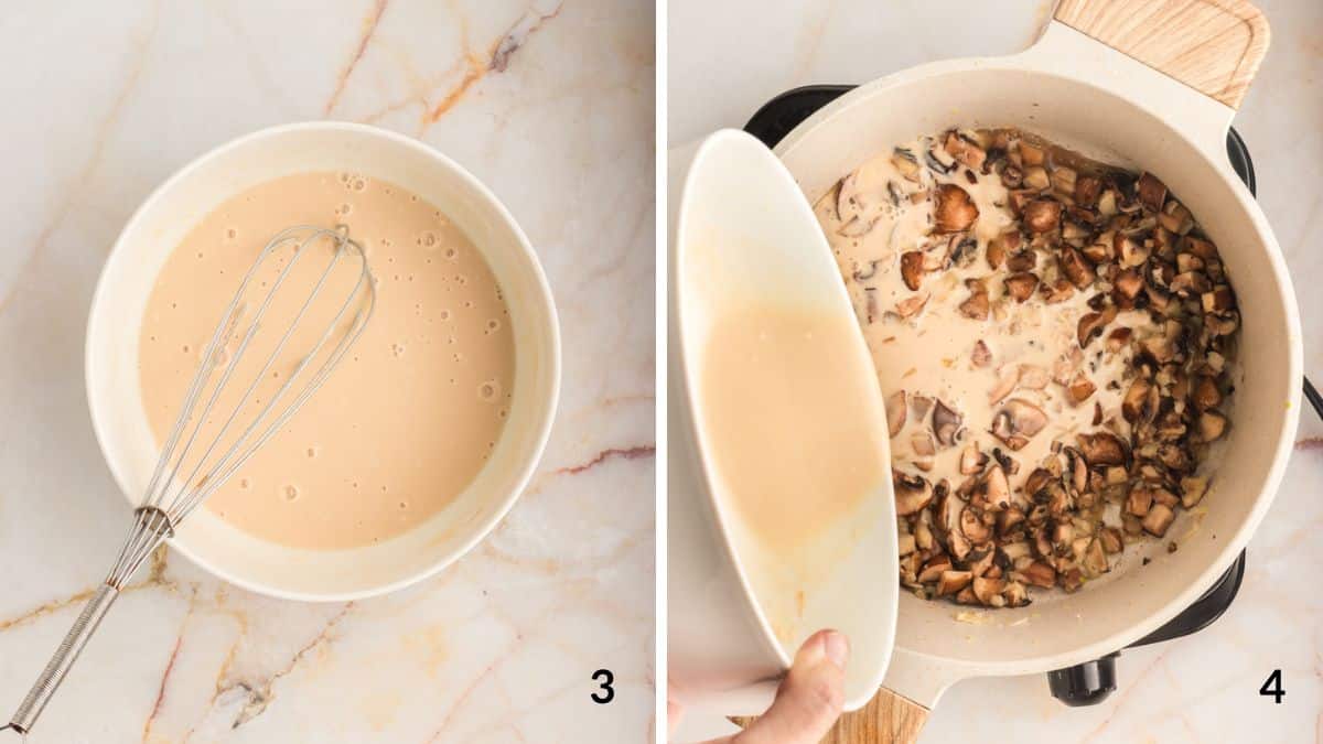 steps three & four vegan condensed cream of mushroom soup
