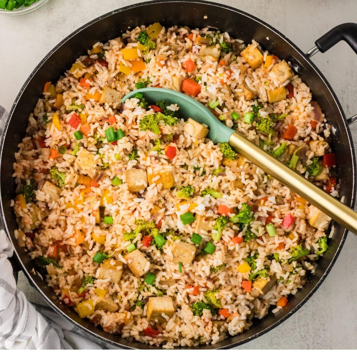 featured image tofu fried rice in a skillet
