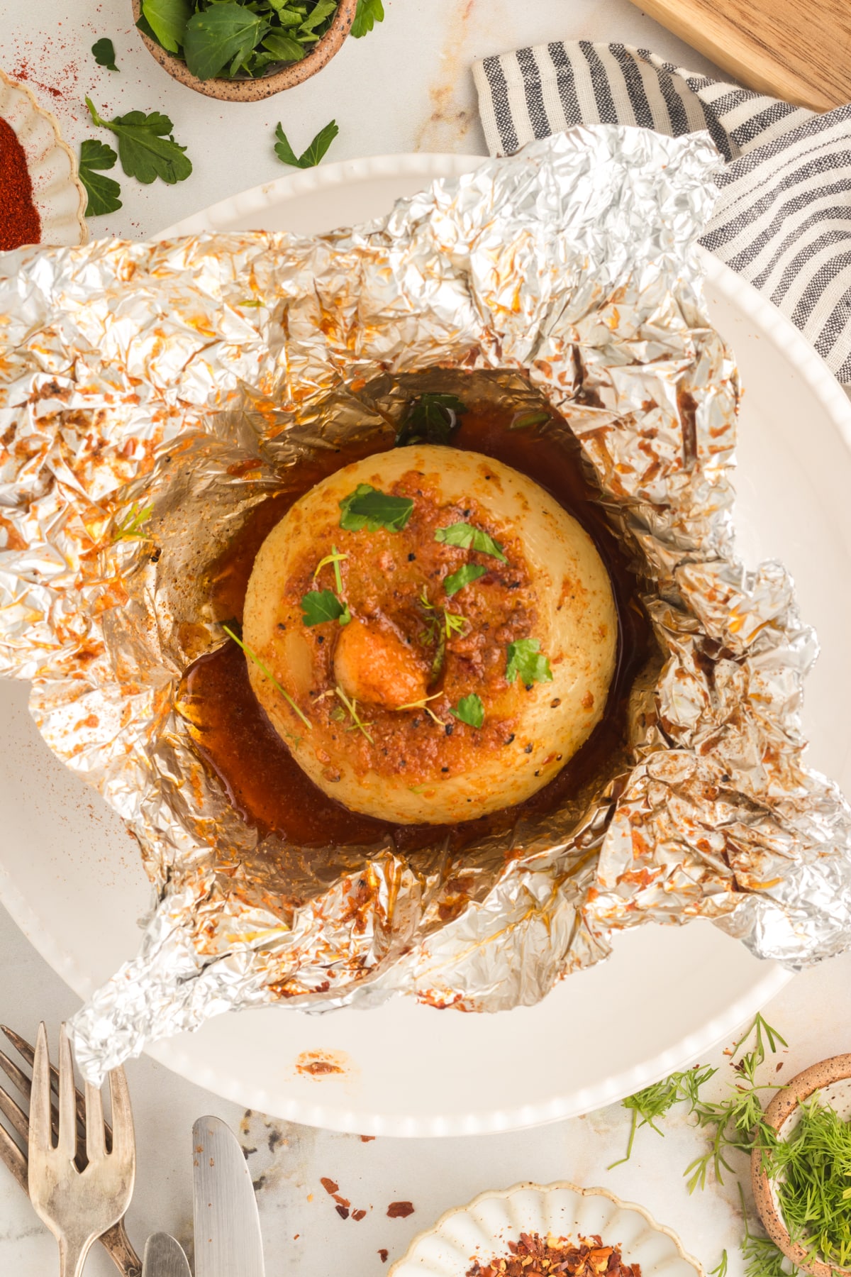 onion boil just out of the oven in foil 