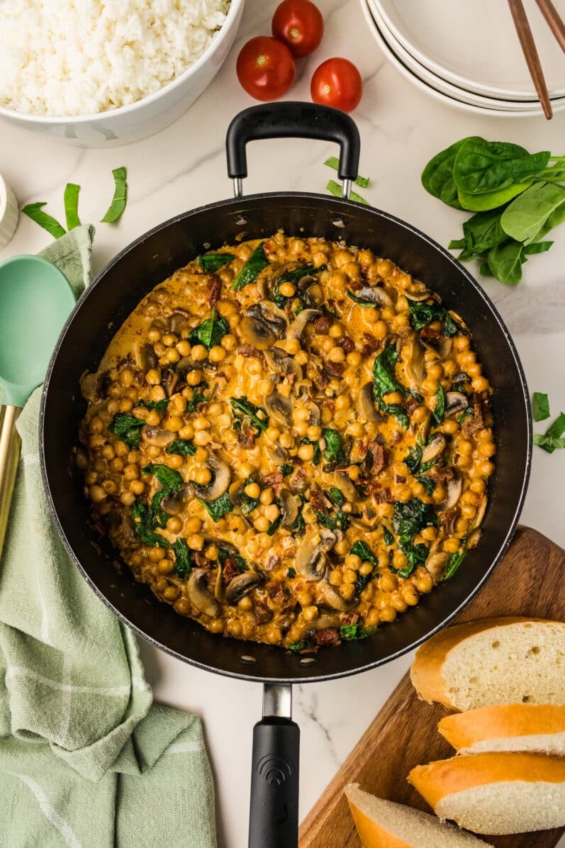 Marry Me Chickpeas in a Cast Iron Skillet